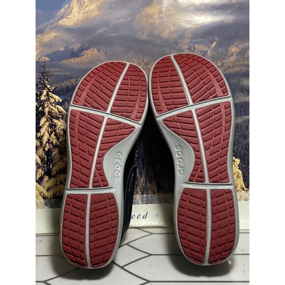 Crocs Linden Loafers Men\'s 12.5 Black Red Leather Slip On Boat Shoes Sneakers main image 8